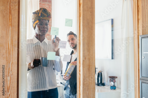 Woman leading brainstorming session