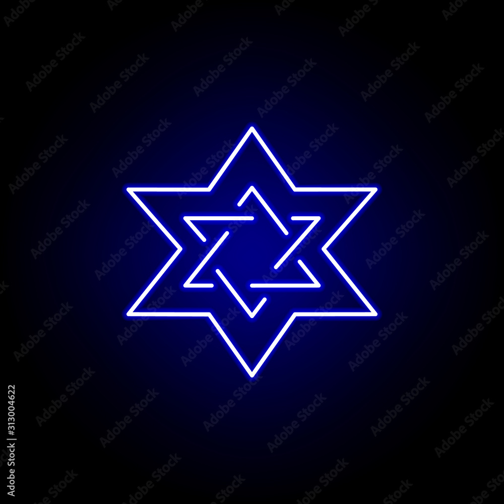 Obraz premium star of david, death outline blue neon icon. detailed set of death illustrations icons. can be used for web, logo, mobile app, UI, UX
