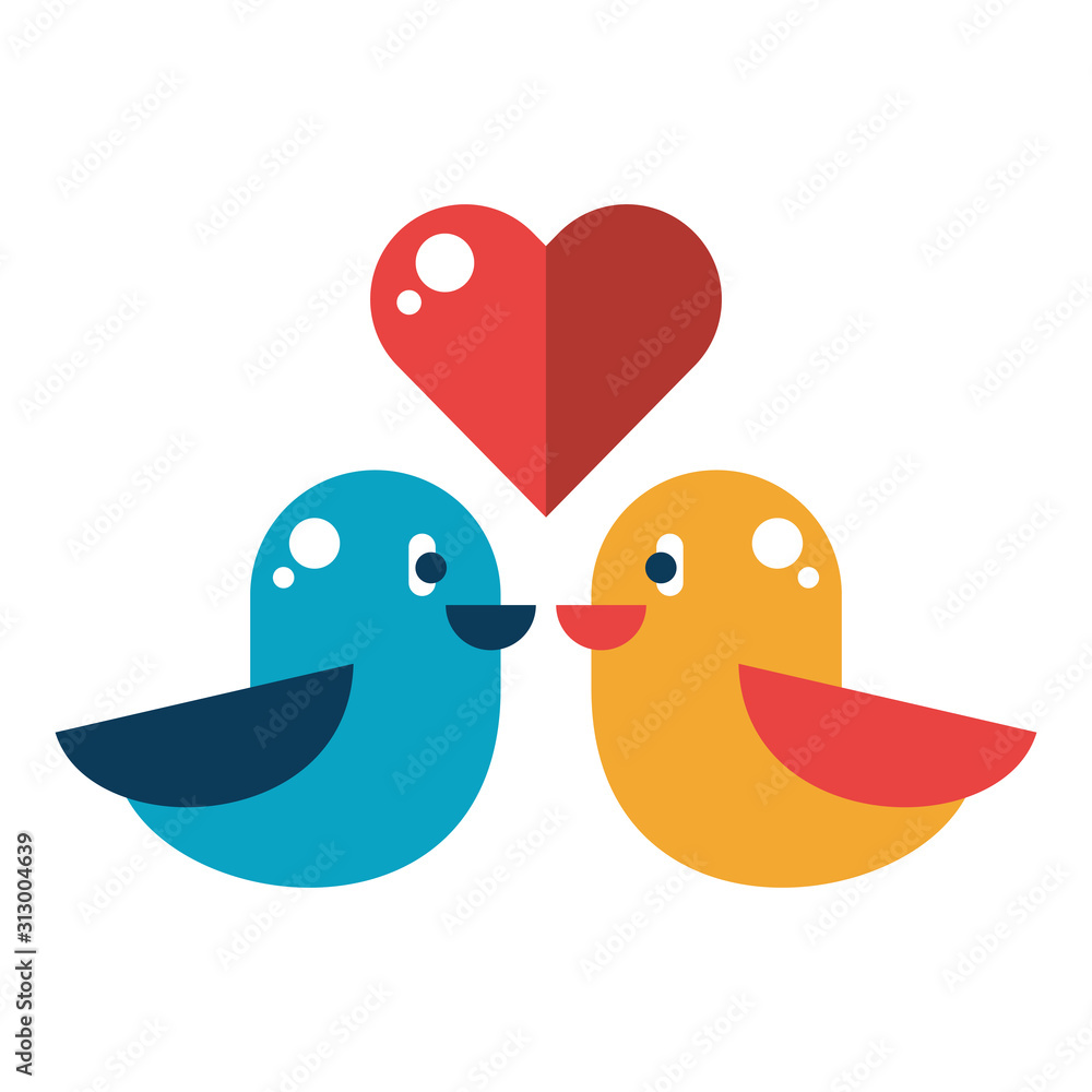 birds couple with valentines day heart love birds couple with valentines day heart love