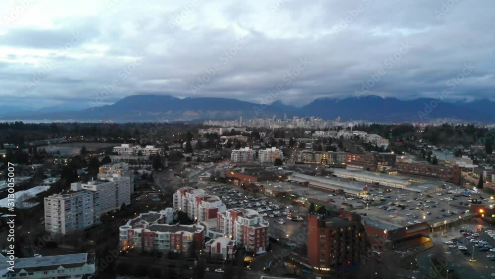 aerial left sweep of vancouver skyline from oakridge aerial left sweep of vancouver skyline from oakridge