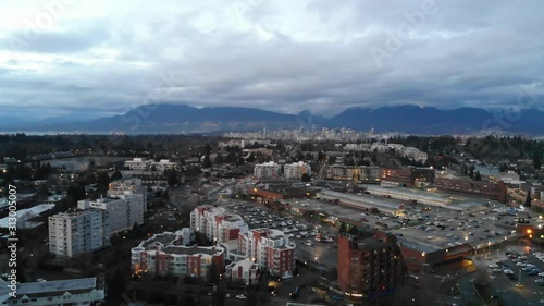 aerial left sweep of vancouver skyline from oakridge photo