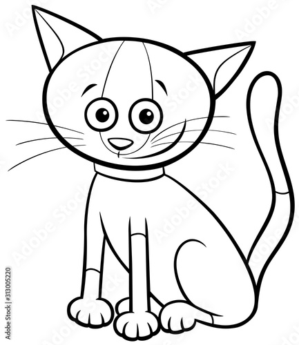 cat or kitten cartoon character coloring book page
