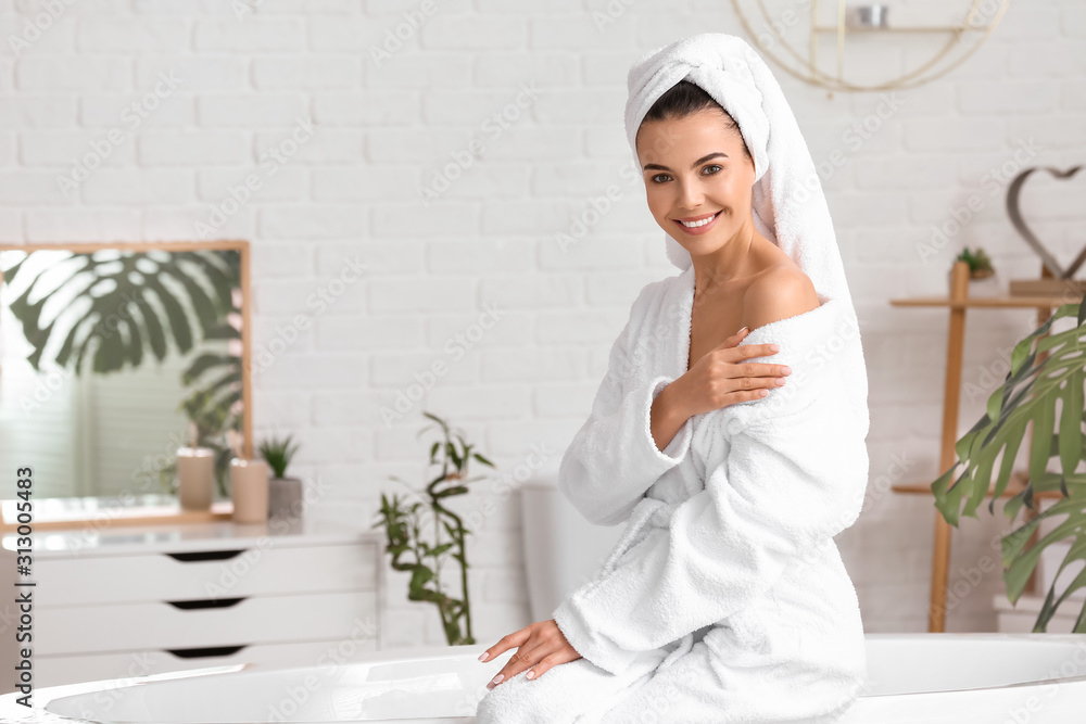 Beautiful young woman after taking bath at home Beautiful young woman after taking bath at home