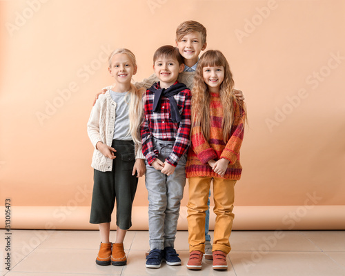 Cute little children in aut...