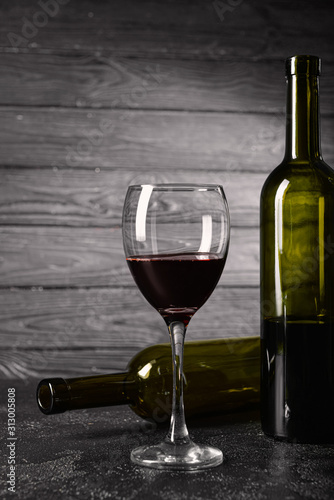Elegant red wine glass and ...
