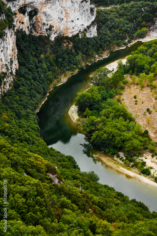 View over the ardeche river in the provence in France