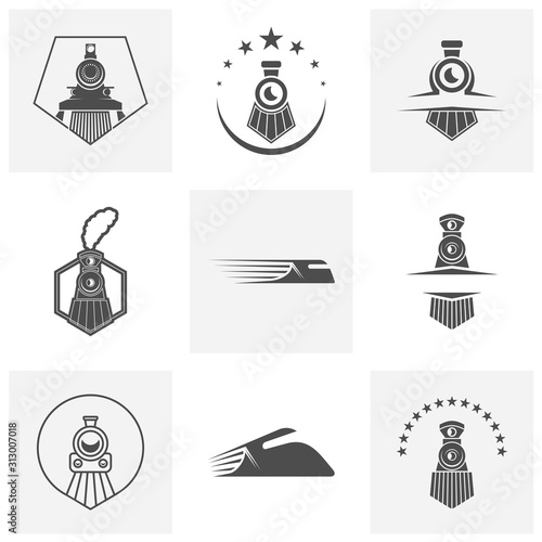 Set of Classic train logo concept, Locomotive logo design vector template, Creative design, icon symbol