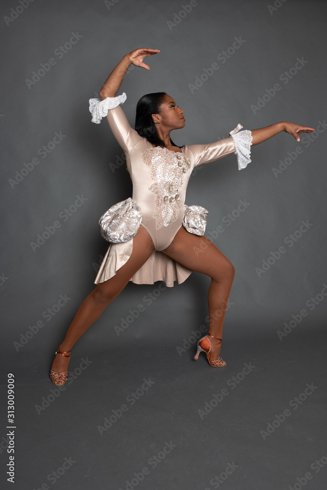 African American Female Dancer in old dress