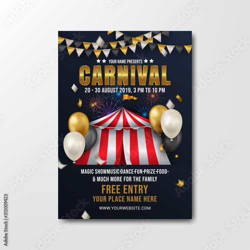 carnival party poster template vector
