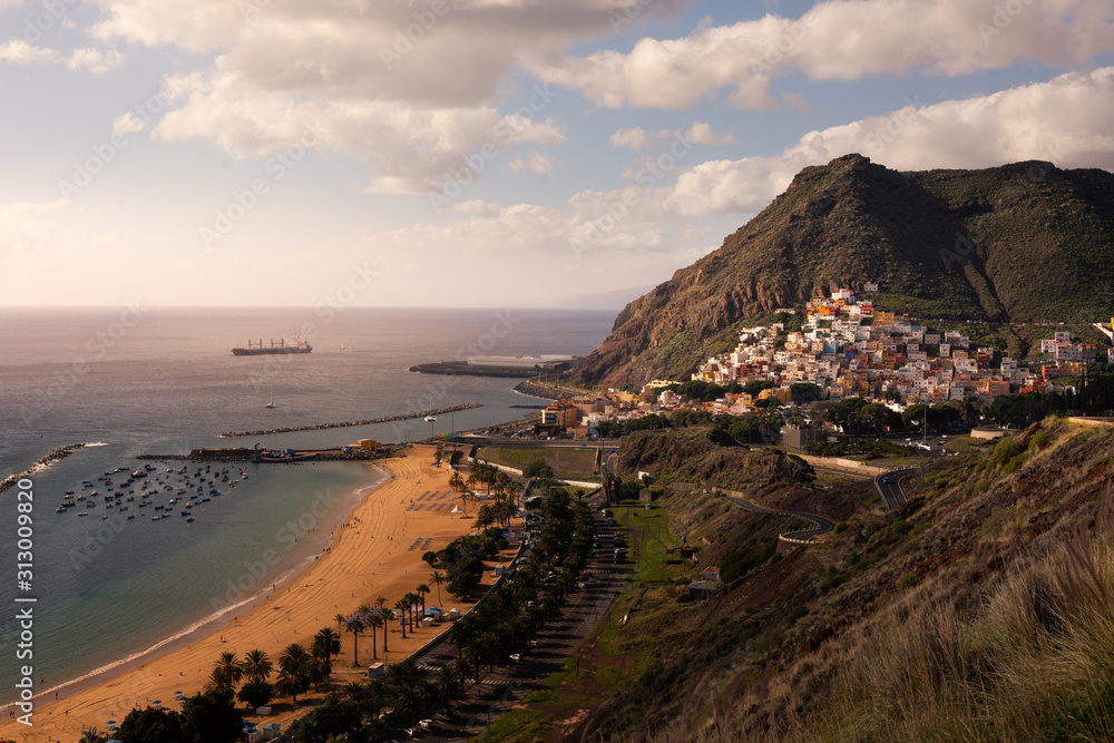 View from San Andres and Las Teresitas beach in Santa Cruz de Tenerife, Canary Islands, Spain. View from San Andres and Las Teresitas beach in Santa Cruz de Tenerife, Canary Islands, Spain.