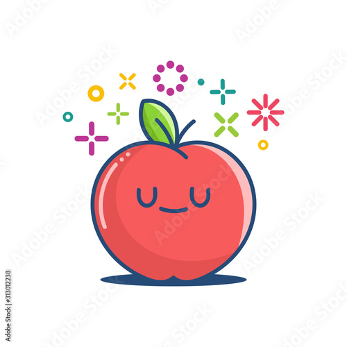 kawaii smiling apple emoticon cartoon illustration