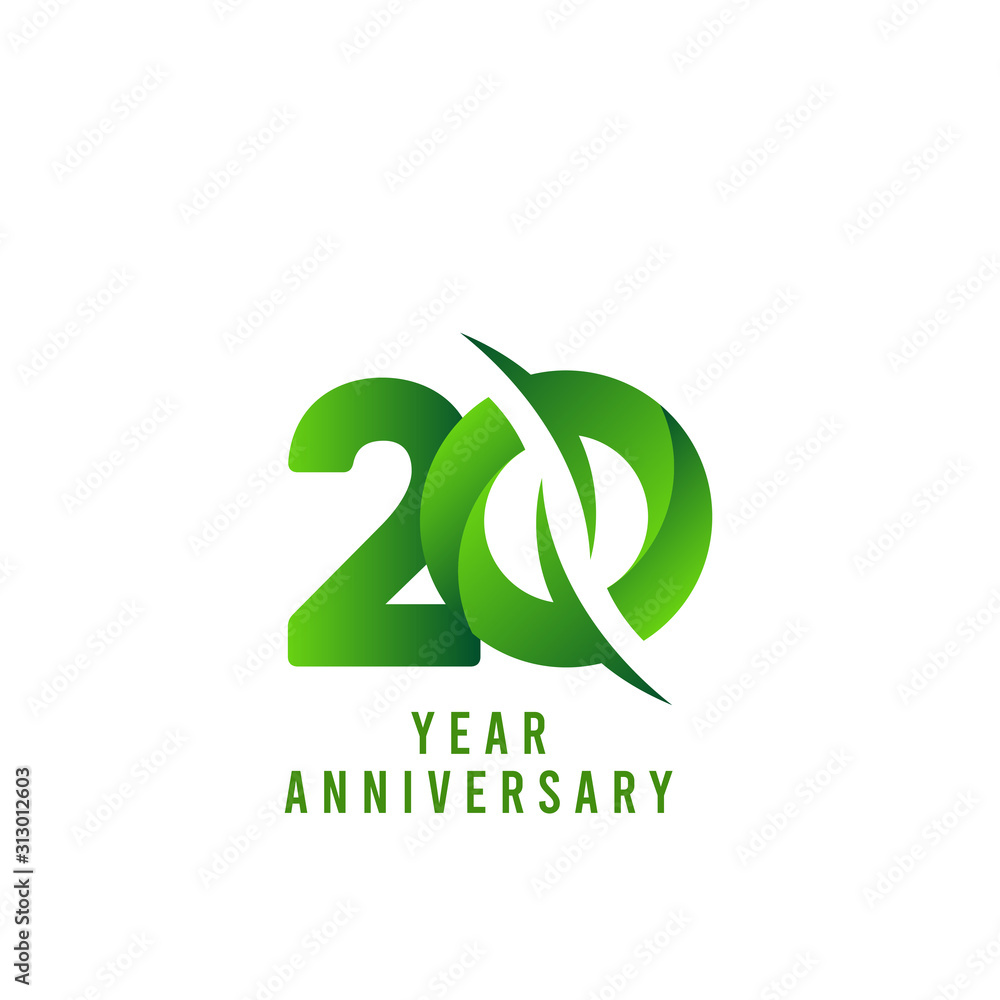 Fototapeta premium 20 Years Anniversary green Celebration Vector Template Design Illustration