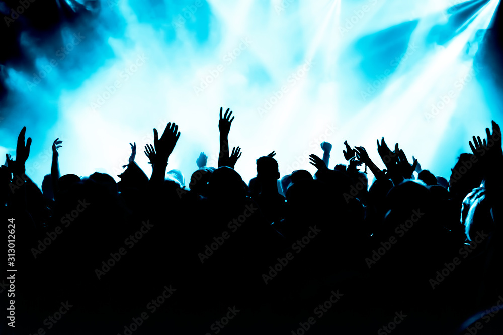 cheering people at rock concert cheering people at rock concert