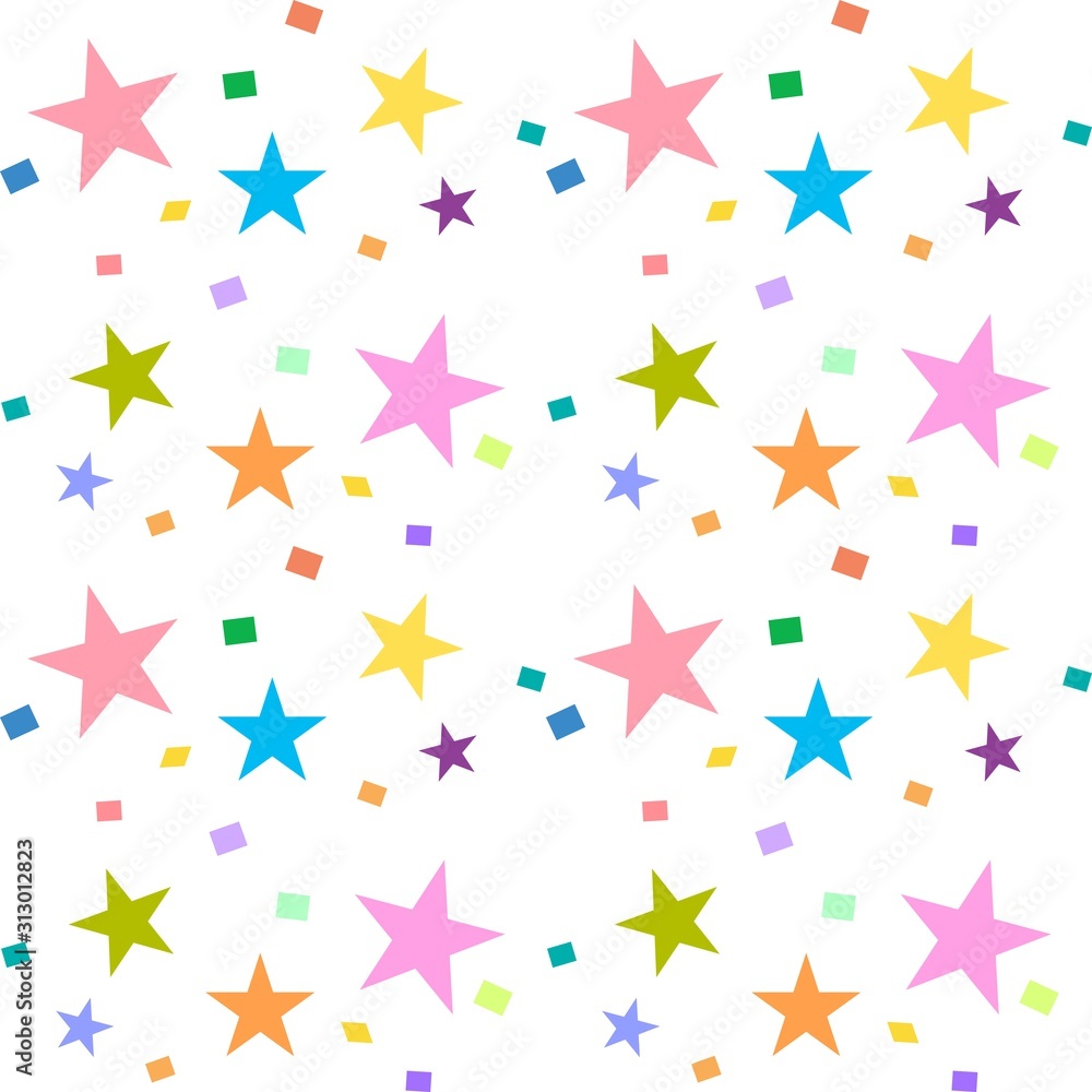 Fototapeta premium The vector seamless pattern. Cute colourful star pattern. Vector for wallpaper, child apron, fabric, textile pattern. Endless print. Background illustration vector.