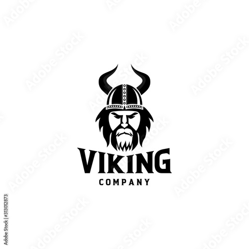 Viking warrior logo design vector illustration