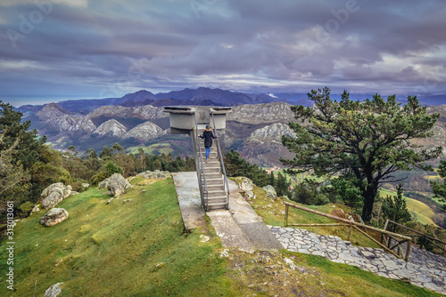 Fito viewing point in Sierra del Sueve limestone massif in Cantabrian mountain range, Spain photo