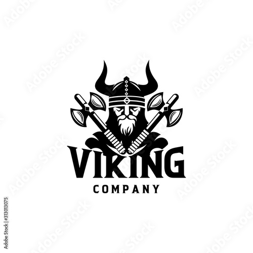 Viking warrior logo design vector illustration