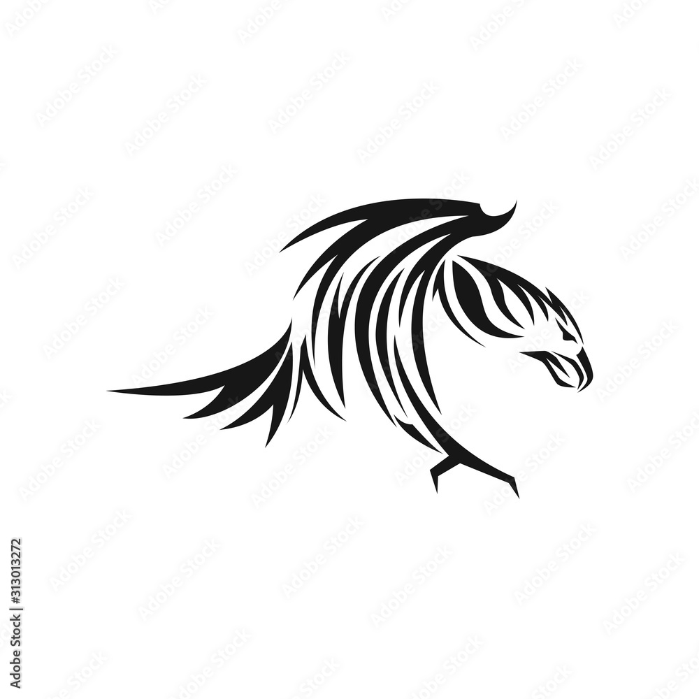 Fototapeta premium Eagle vector silhouette,tribal abstract illustration