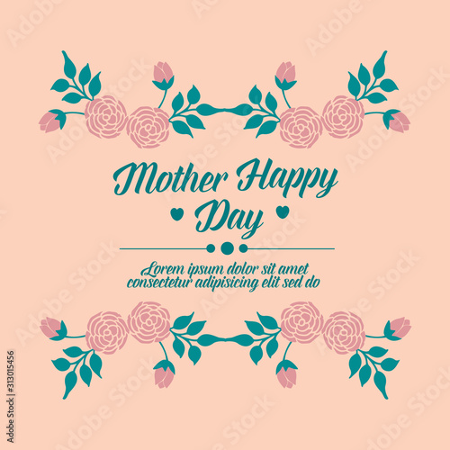 Beautiful Pattern of leaf and wreath frame, for happy mother day greeting card design. Vector