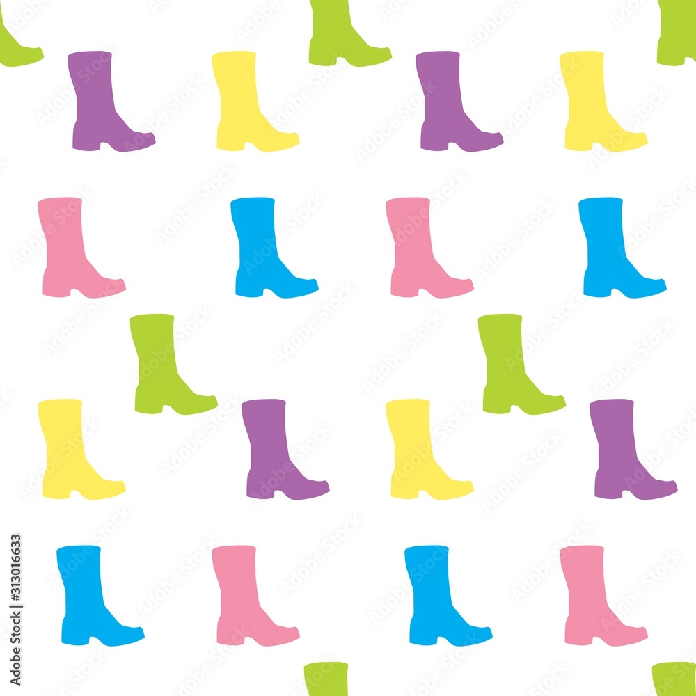 The vector seamless pattern. Cute boot pattern. Vector for wallpaper, child apron, fabric, textile pattern. Endless print. Background illustration vector.