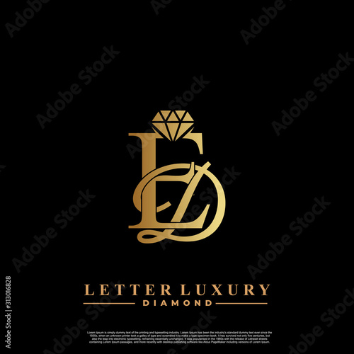 Initial Letter Luxury ED with diamond. Diamond Icon in Flat Style Logo.