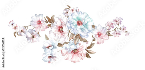 Watercolor flowers illustration