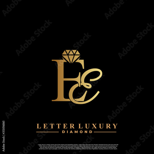 Initial Letter Luxury EE with diamond. Diamond Icon in Flat Style Logo.