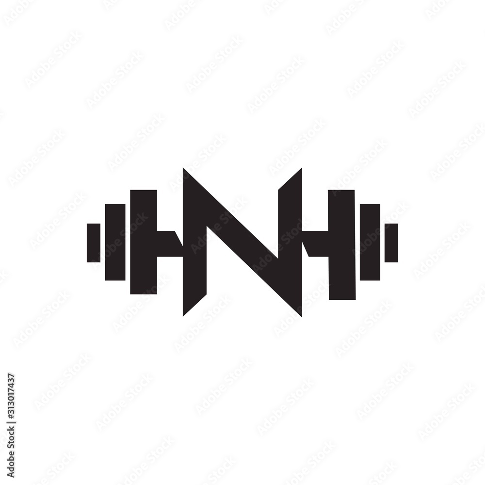 Gym fitness barbell logo icon with initial letter N graphic element Gym fitness barbell logo icon with initial letter N graphic element