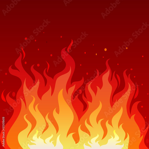 Vector illustration of a hot flame that is spreading. The heat of the fire blaze. Flame background illustration graphic resources.