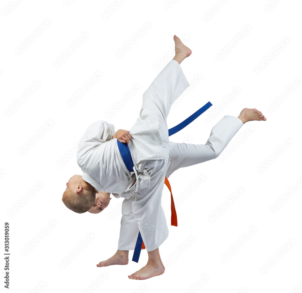 On a white background athletes are training throws On a white background athletes are training throws