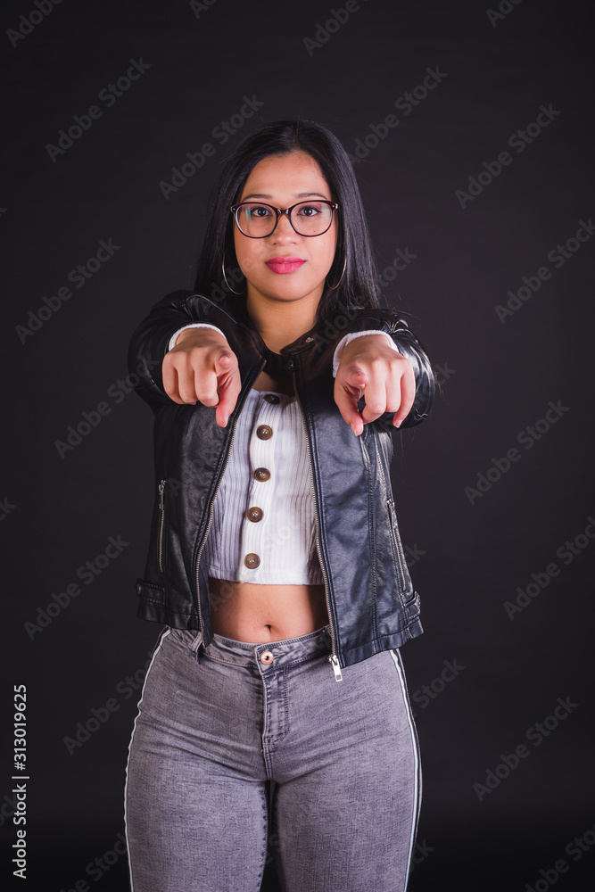 Fototapeta premium Young girl model posing in studio