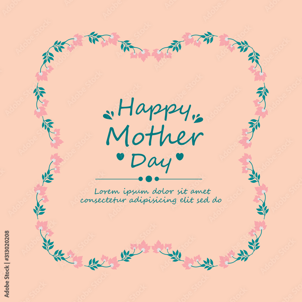 Beautiful wreath frame, with elegant peach background, for happy mother day greeting cards. Vector Beautiful wreath frame, with elegant peach background, for happy mother day greeting cards. Vector