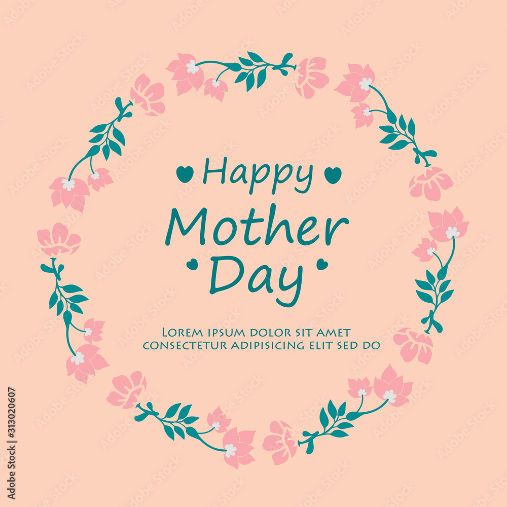 Element design of leaves and wreath frame, for happy mother day poster design. Vector Element design of leaves and wreath frame, for happy mother day poster design. Vector