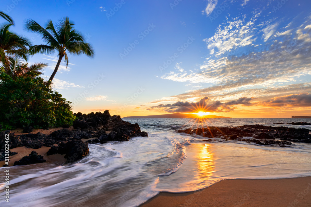Sunset at Makena Secret Beach in Wailea, Maui, HI
