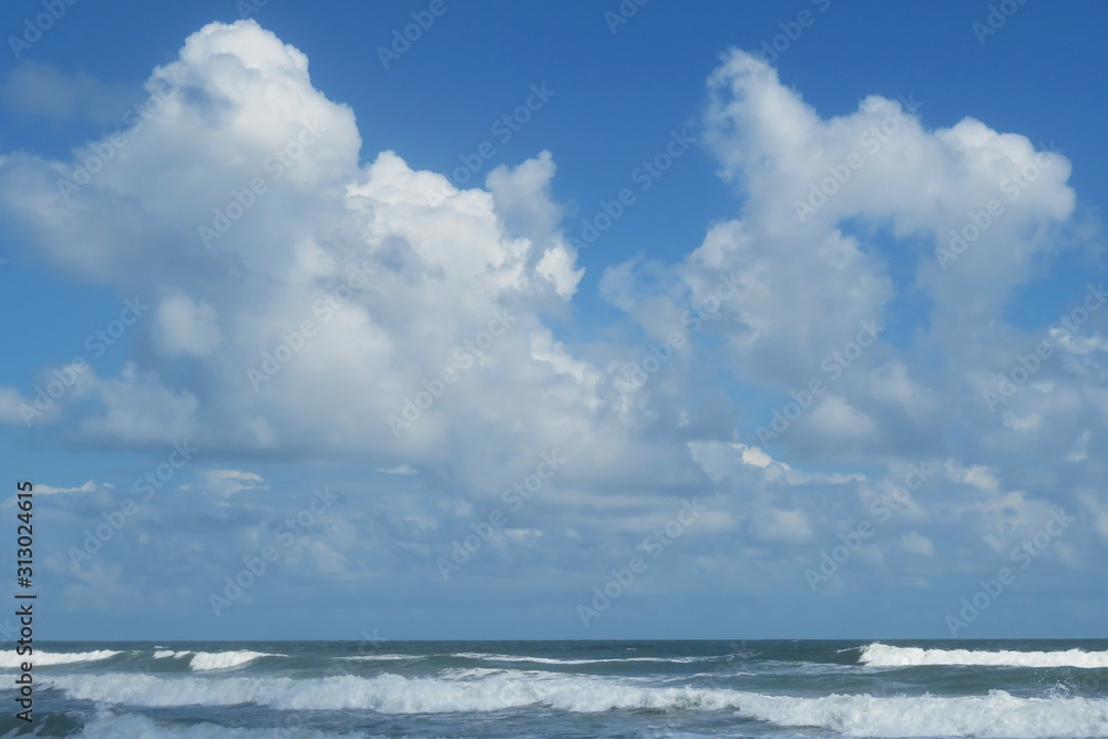 Beautiful clouds over the ocean on Atlantic coast of North Florida 