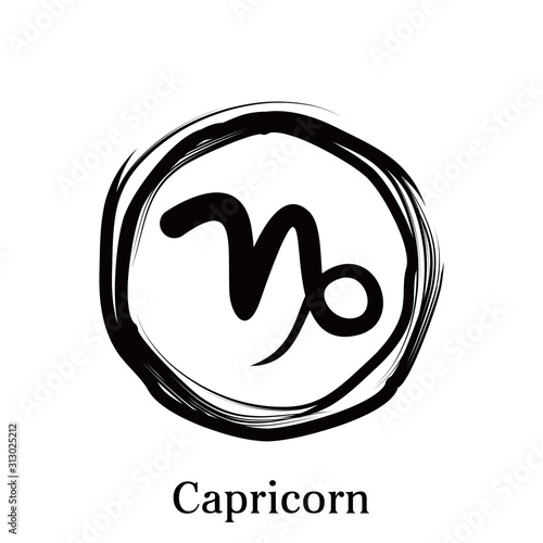 Capricorn Zodiac circle symbols. Astrology constellation vector illustration.