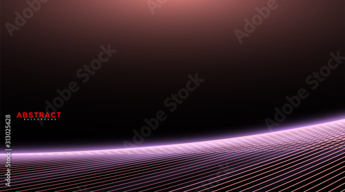 abstarct geometric background. Glowing line wave on dark. New texture for your design.