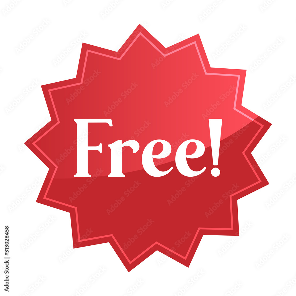 Free badge, red star promotional sticker Free badge, red star promotional sticker