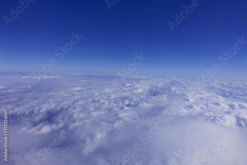 blur clouds outside airplane window background