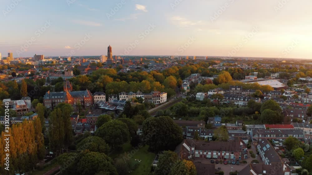 Scenic panorama aerial of suburbs of city Utrecht in Netherlands Scenic panorama aerial of suburbs of city Utrecht in Netherlands