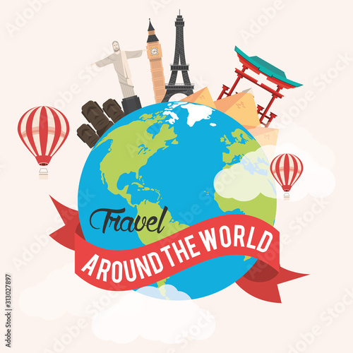 travel around the world design with earth planet