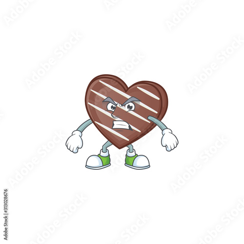 cartoon character of stripes chocolate bar with angry face