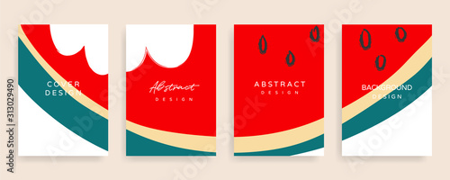 summer cover design  vector set. Sale banner background template with copy space for text and images design by abstract colored shapes,  line arts and natural shape.