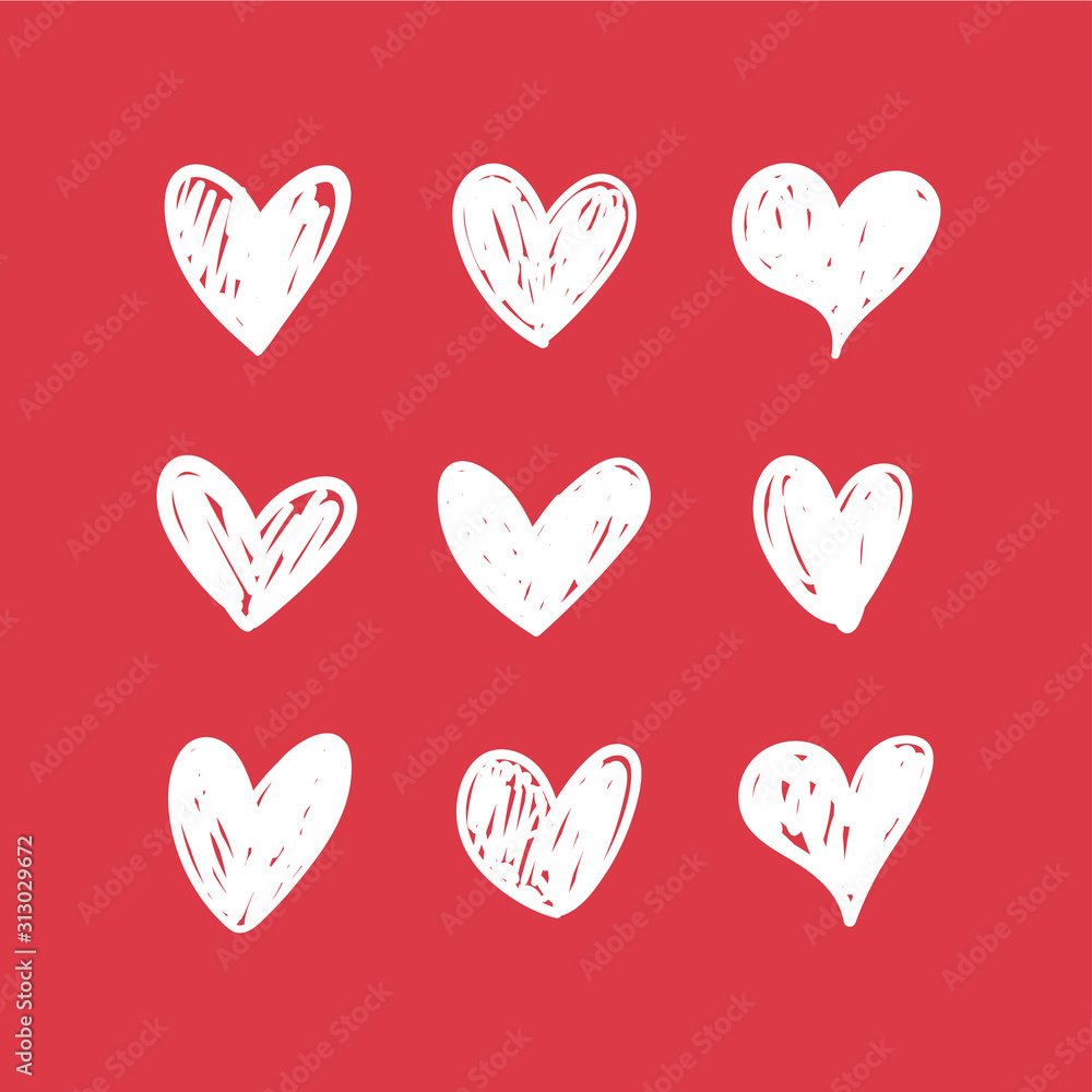 Heart doodles collection. Valentine's day hand drawn hearts. Love symbols. Heart doodles collection. Valentine's day hand drawn hearts. Love symbols.