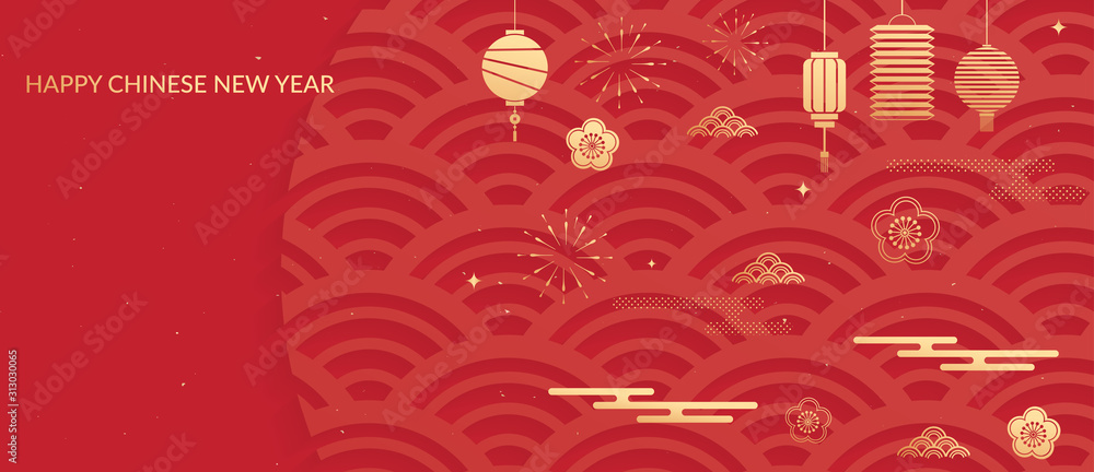 Φωτογραφία Happy chinese new year poster, card, banner design, vector illustration icons and elements of Chinese New Year