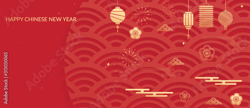 Happy chinese new year poster, card, banner design, vector illustration icons and elements of Chinese New Year.