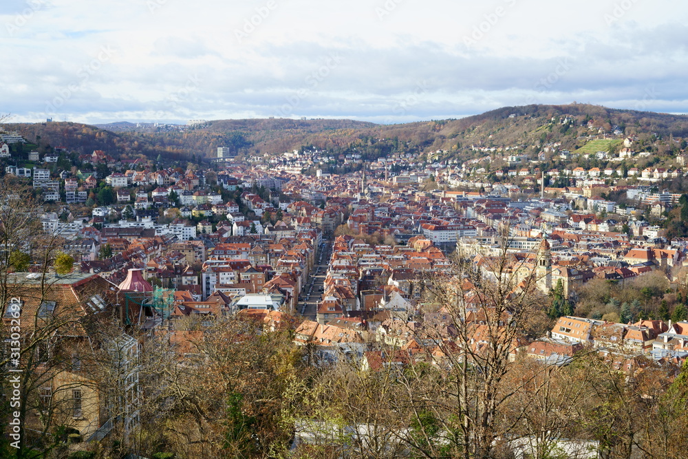 View over Stuttgart, capital of Baden-Wuerttemberg, Germany