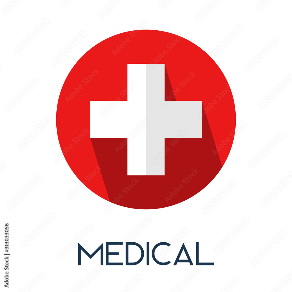 medical cross long shadow flat style medic icon illustration medical cross long shadow flat style medic icon illustration
