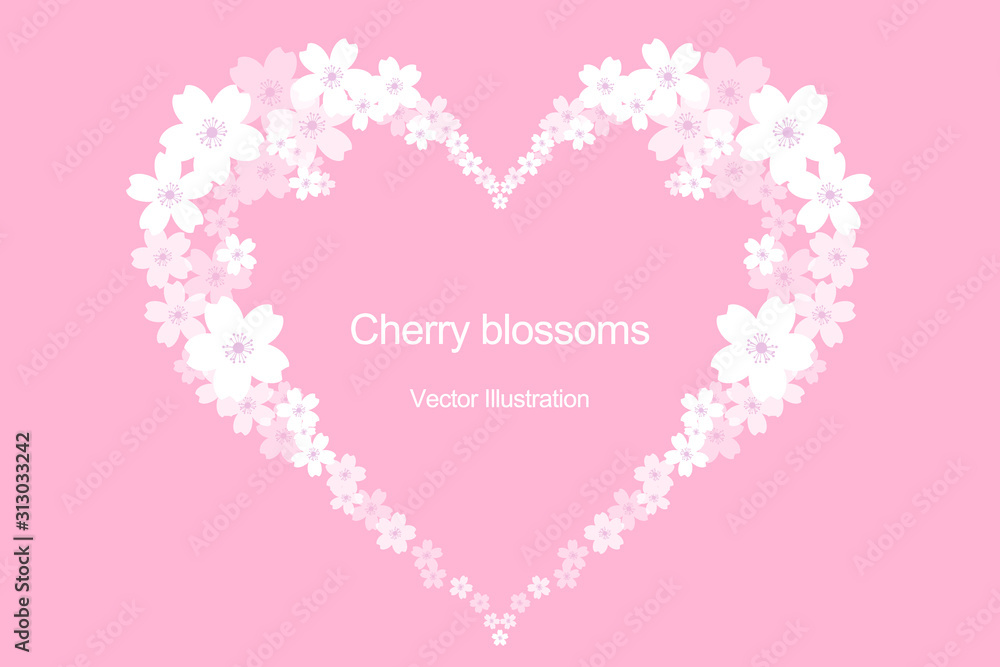 Cherry flowers heart frame design