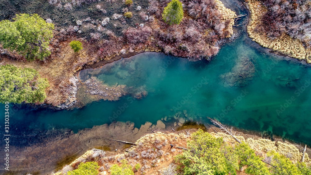 Aerial View from Deschutes River Trail in Bend, Oregon Aerial View from Deschutes River Trail in Bend, Oregon